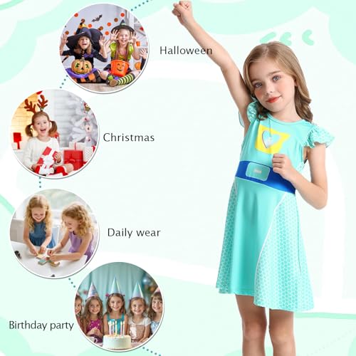Marendyee Girls Flutter Sleeve A-Line Cosplay Dress for Halloween Birthday Parties – Ages 3-10