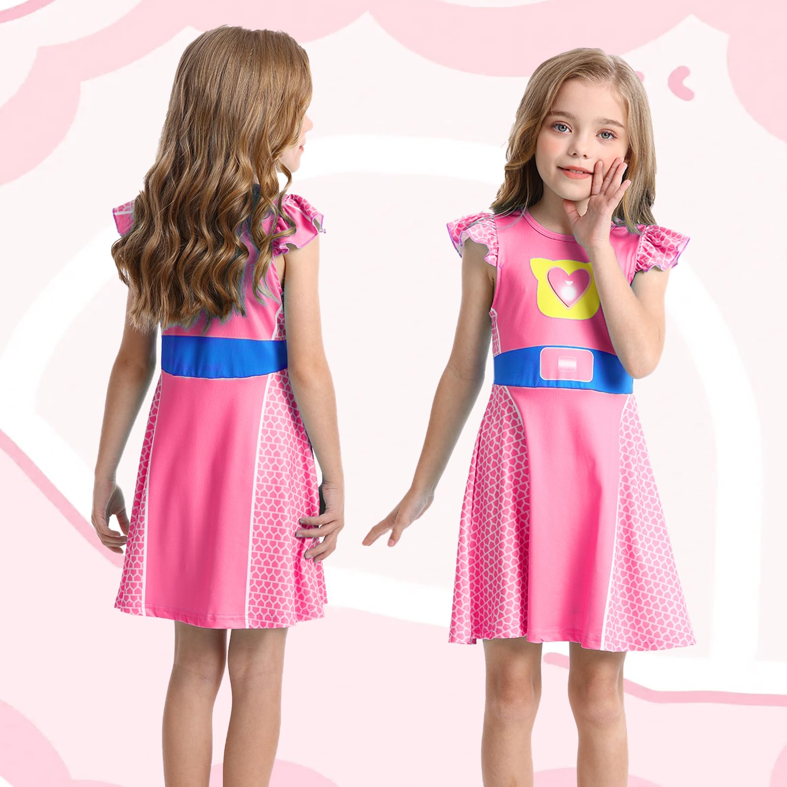 Marendyee Girls Halloween Costume Dress Flutter Sleeve Cosplay Outfit 3-10 Years