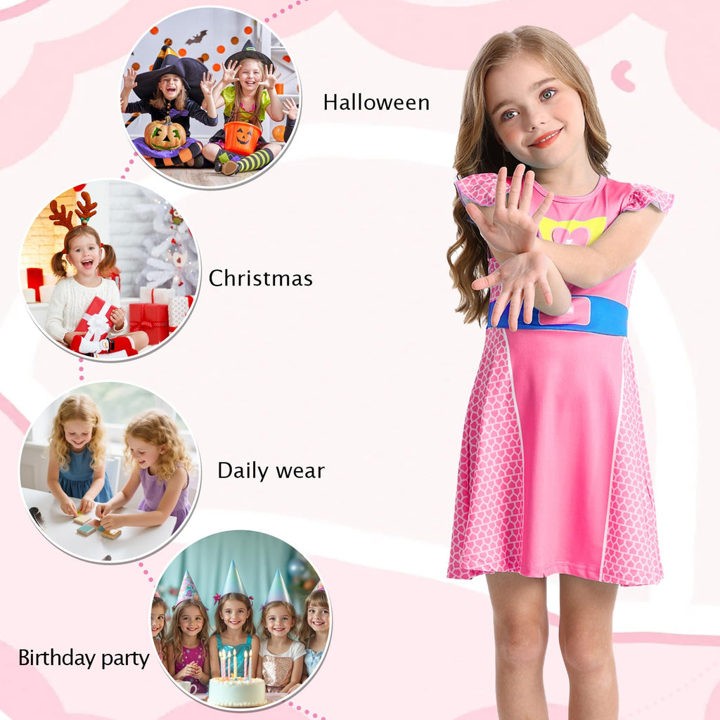 Marendyee Girls Halloween Costume Dress Flutter Sleeve Cosplay Outfit 3-10 Years