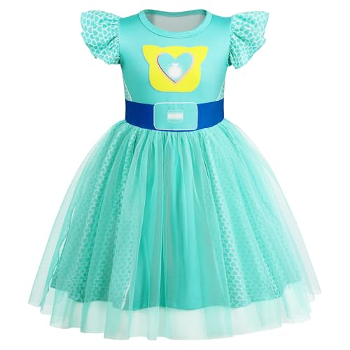 Marendyee Girls Halloween Costume Dress – Tulle Mesh Flutter Sleeve Cat Pattern, Ages 3-10