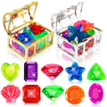 MARFOREVER 22-Piece Acrylic Gem Diving Toy Set with 2 Treasure Chests for Pool Games