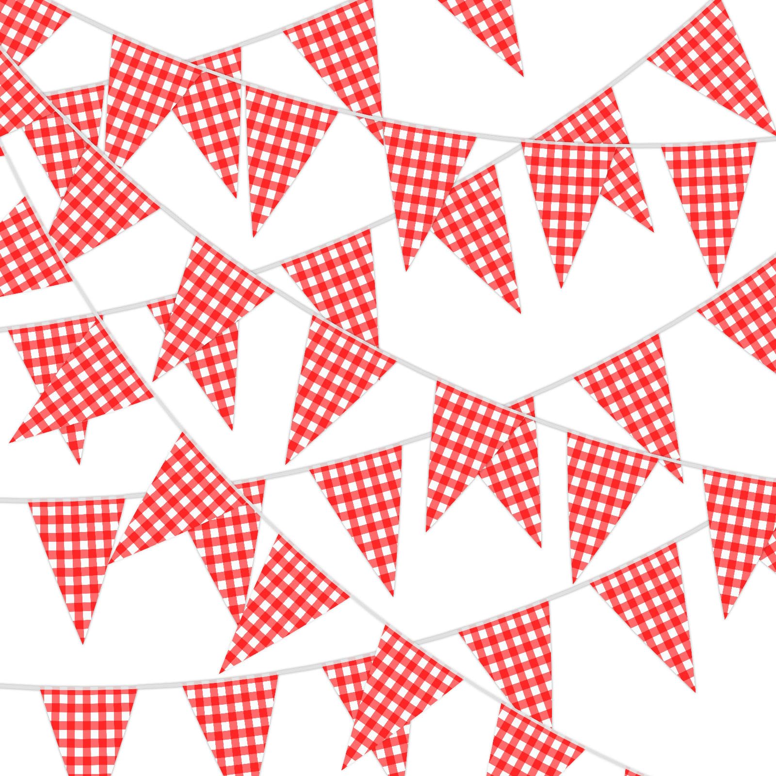 MARFOREVER Red Checkered Banner 164ft 80 Flags - Picnic BBQ Birthday Decor