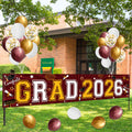 Maroon and Gold Graduation Yard Sign Banner Class of 2026 with Balloons Kit
