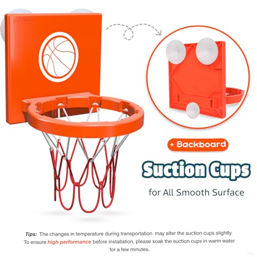 MARPPY Bath Toys Basketball Hoop Set for Toddlers – Suction Cup Hoop with 4 Soft Balls