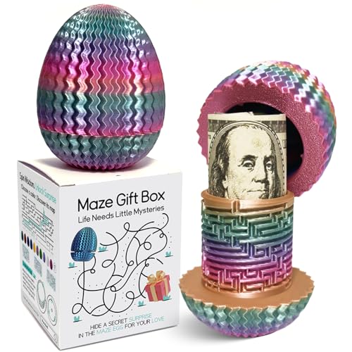 Marsaball Egg Maze Money Puzzle Box – 4 Mazes, Hidden Compartment for Cash & Gifts