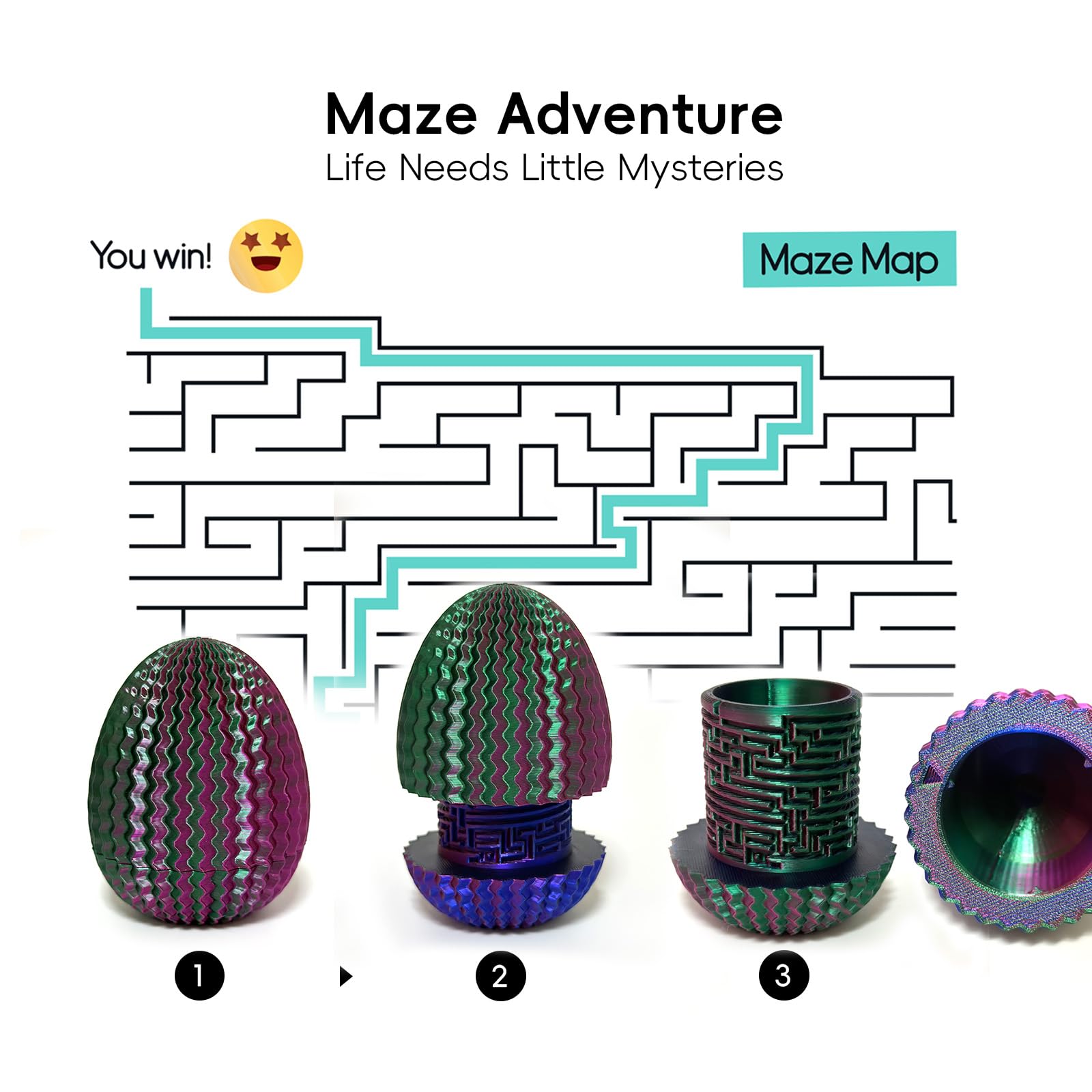 Marsaball Mystery Egg Maze Puzzle Box - 4 Unique Mazes Money Holder with Hidden Compartment
