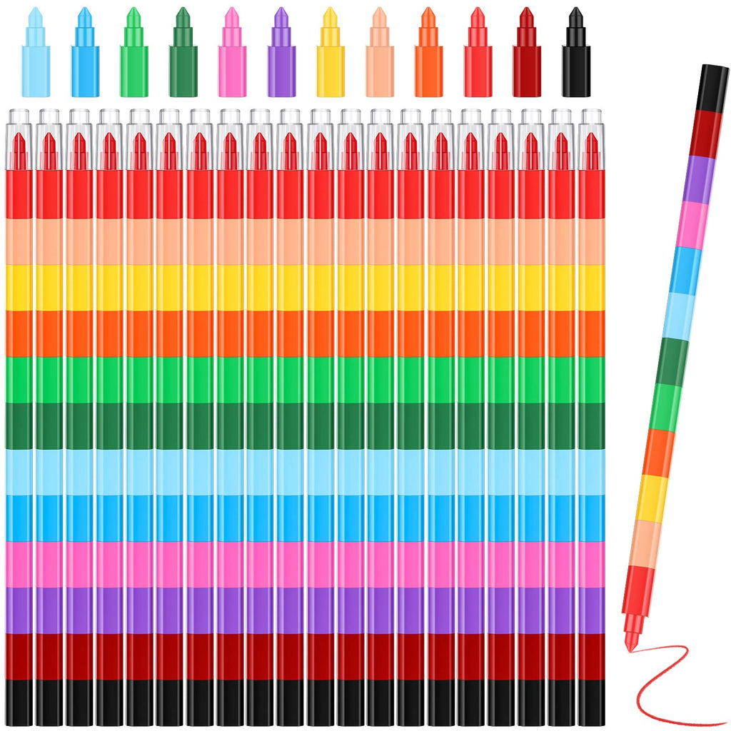 Marspark 20-Piece Stackable Crayons - Buildable Rainbow Pencils for Kids, 12 Colors, Vivid Flat
