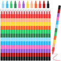 Marspark 20-Piece Stackable Crayons - Buildable Rainbow Pencils for Kids, 12 Colors, Vivid Flat
