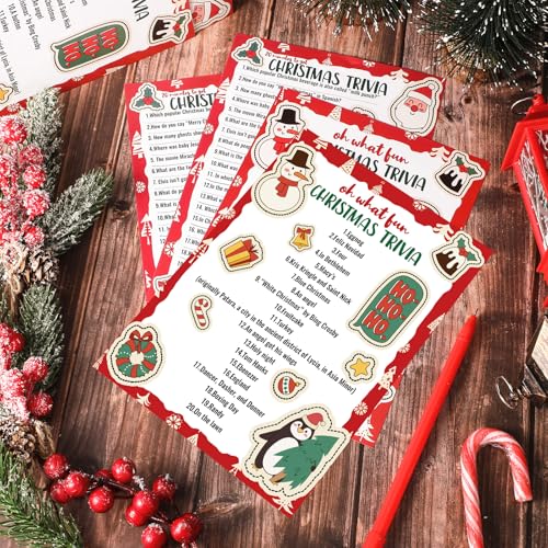 Marspark 80-Piece Christmas Trivia Game Cards – 70 Question & 10 Answer Cards for Holiday Party Fun