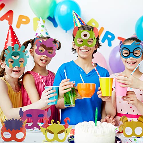 Marsui 32 Pack Unicorn Monster Safari Animal Masks – Kids Party Favors & Decorations