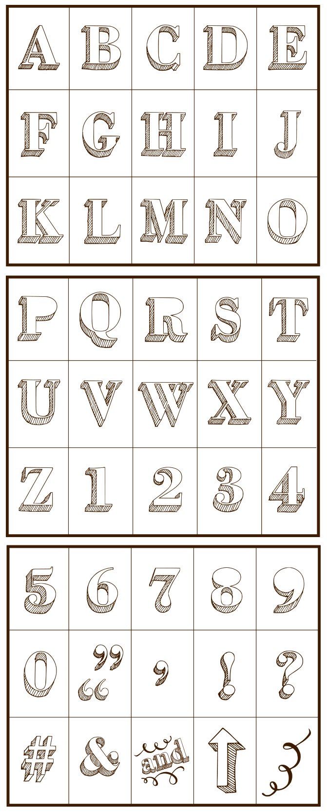 Martha Stewart Bodoni Alphabet Chalkboard Silkscreens - Set of 3 Reusable Stencils (9x7.5 inches)