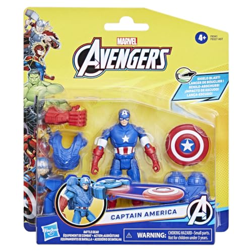 Marvel Epic Hero Series Captain America 4-Inch Action Figure with Battle Gear Accessories for Kids Ages 4+