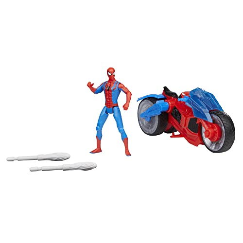 Marvel Spider-Man Web Blast Cycle - 4-Inch Action Figure with Motorcycle and Web Projectiles