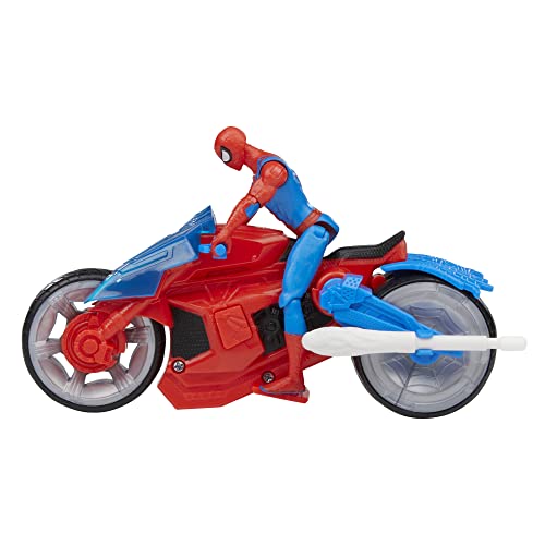 Marvel Spider-Man Web Blast Cycle - 4-Inch Action Figure with Motorcycle and Web Projectiles