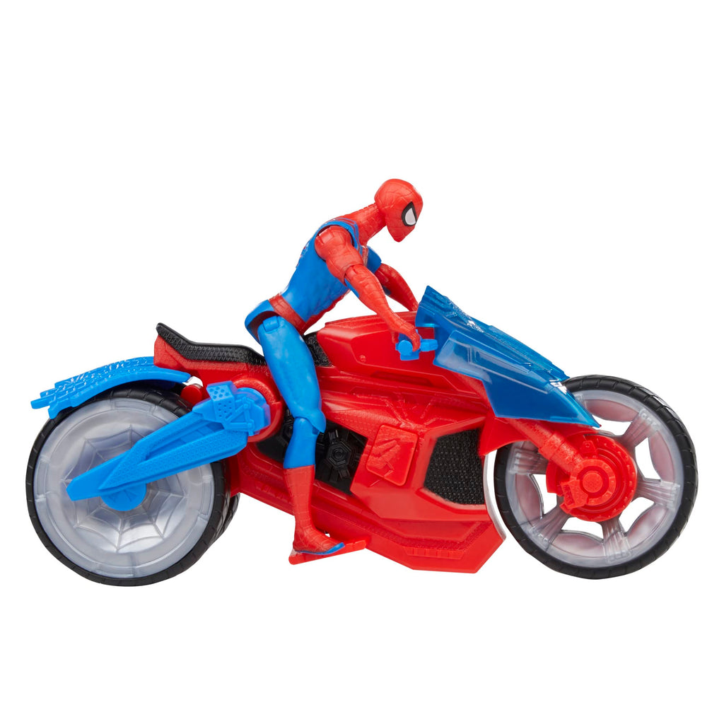 Marvel Spider-Man Web Blast Cycle - 4-Inch Action Figure with Motorcycle and Web Projectiles