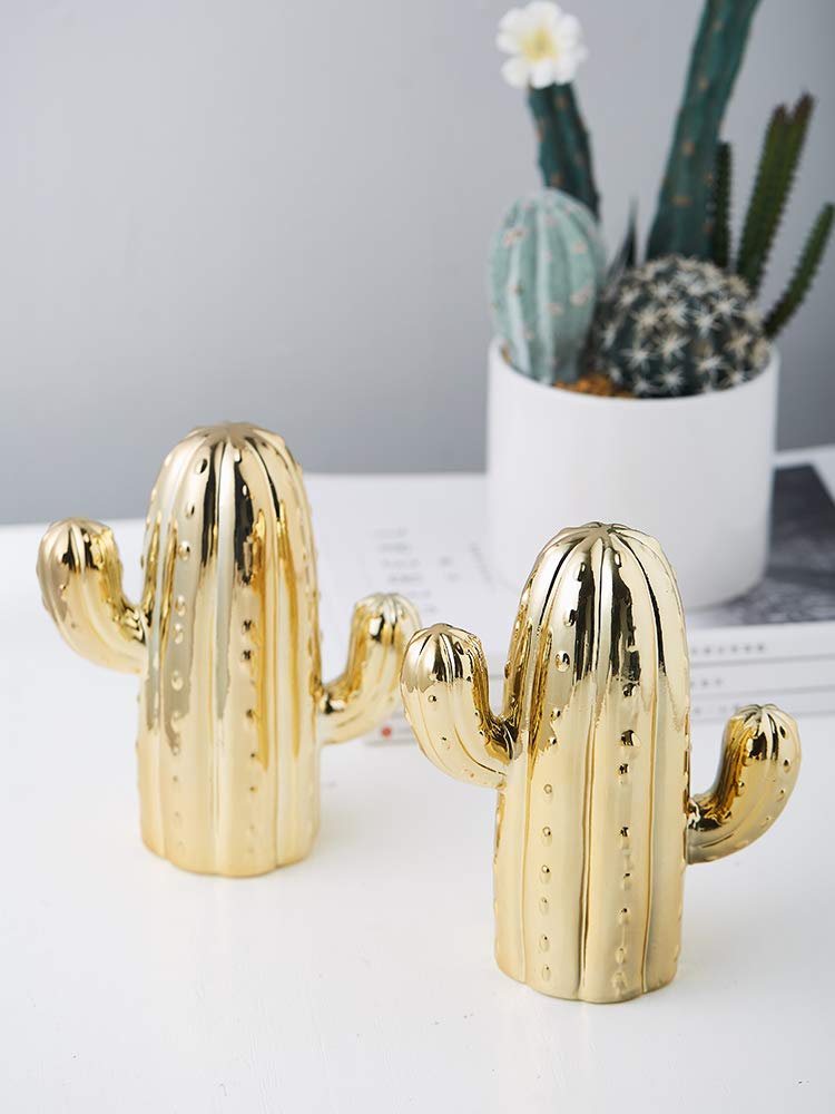 MASSJOY Ceramic Cactus Piggy Bank – Nordic Style Home Decor with Removable Stopper, 7.7 Inches