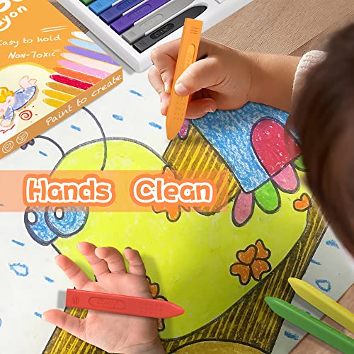 MASSRT Triangle Jumbo Crayons for Toddlers - 24 Colors, Non-Toxic & Unbreakable