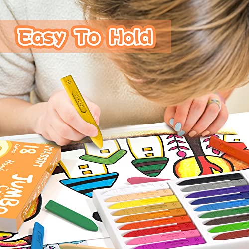 MASSRT Triangle Jumbo Crayons for Toddlers - 24 Colors, Non-Toxic & Unbreakable