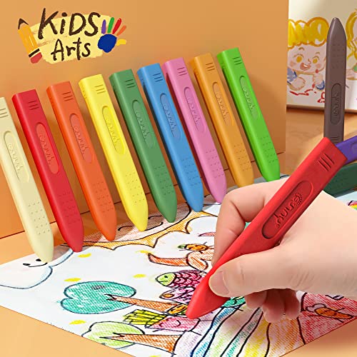 MASSRT Triangle Jumbo Crayons for Toddlers - 24 Colors, Non-Toxic & Unbreakable