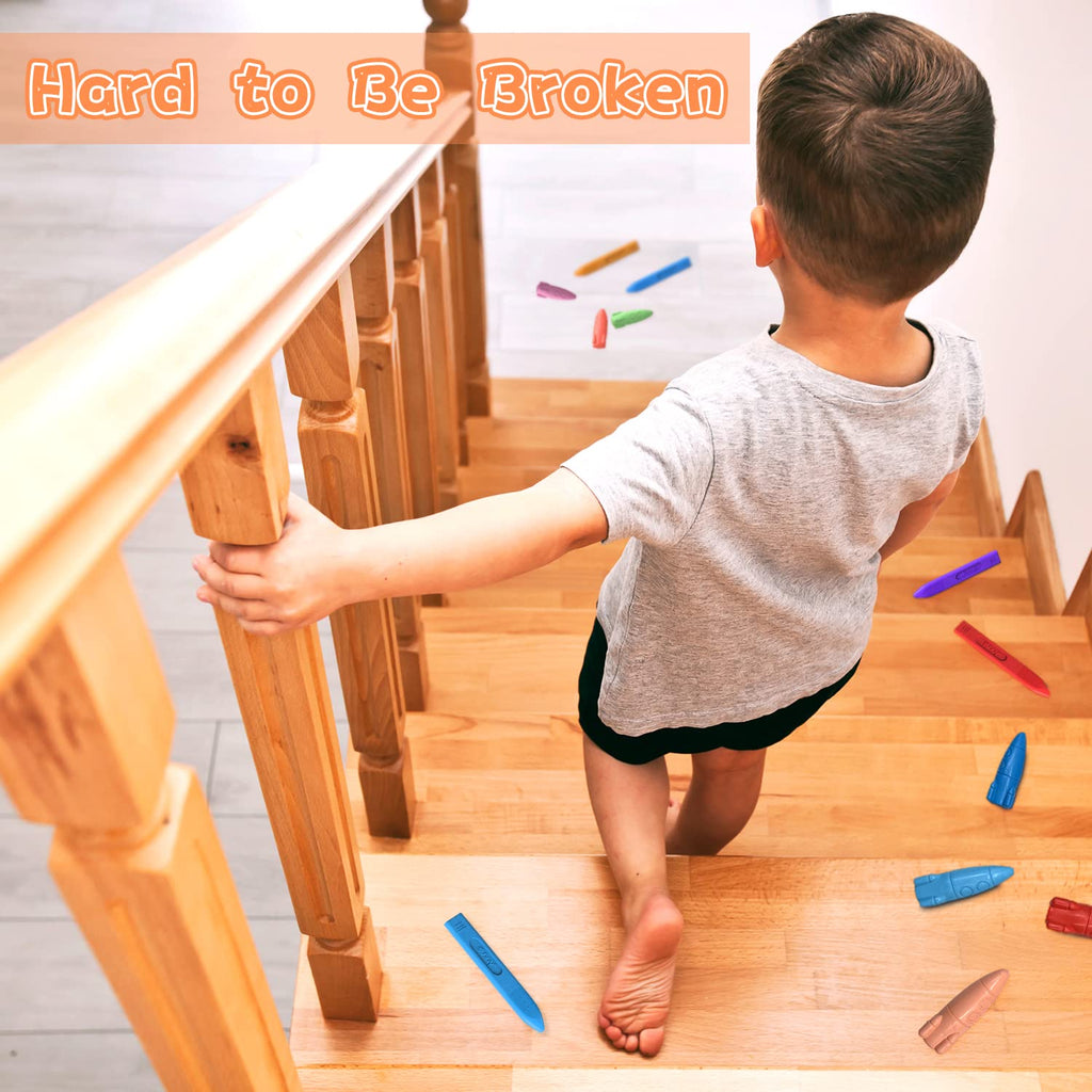 MASSRT Triangle Jumbo Crayons for Toddlers - 24 Colors, Non-Toxic & Unbreakable