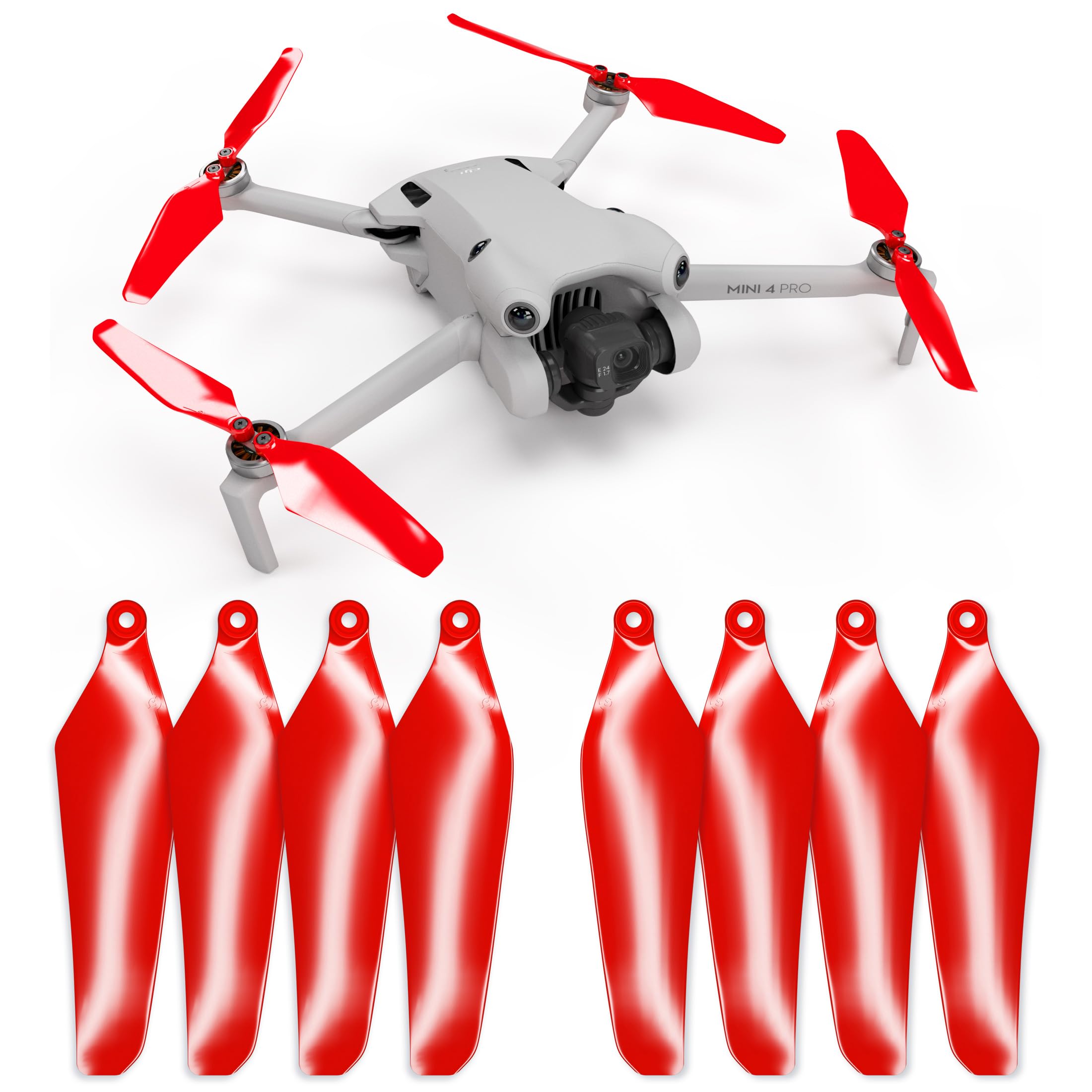 Master Airscrew Super Stealth Propellers - Red, Compatible with DJI Mini 4 Pro & Mini 3 Pro