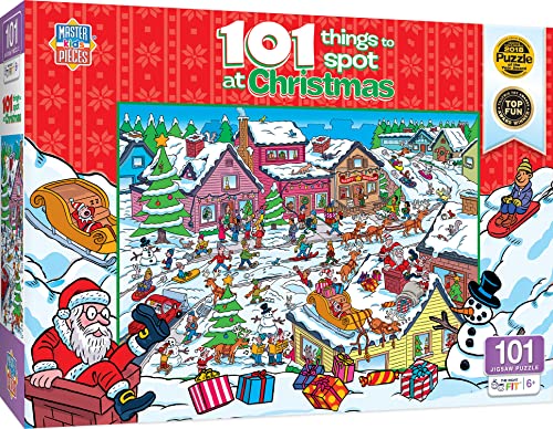 Masterpieces 100-Piece Christmas Jigsaw Puzzle – 101 Things to Spot at Christmas, 14x19 Inches