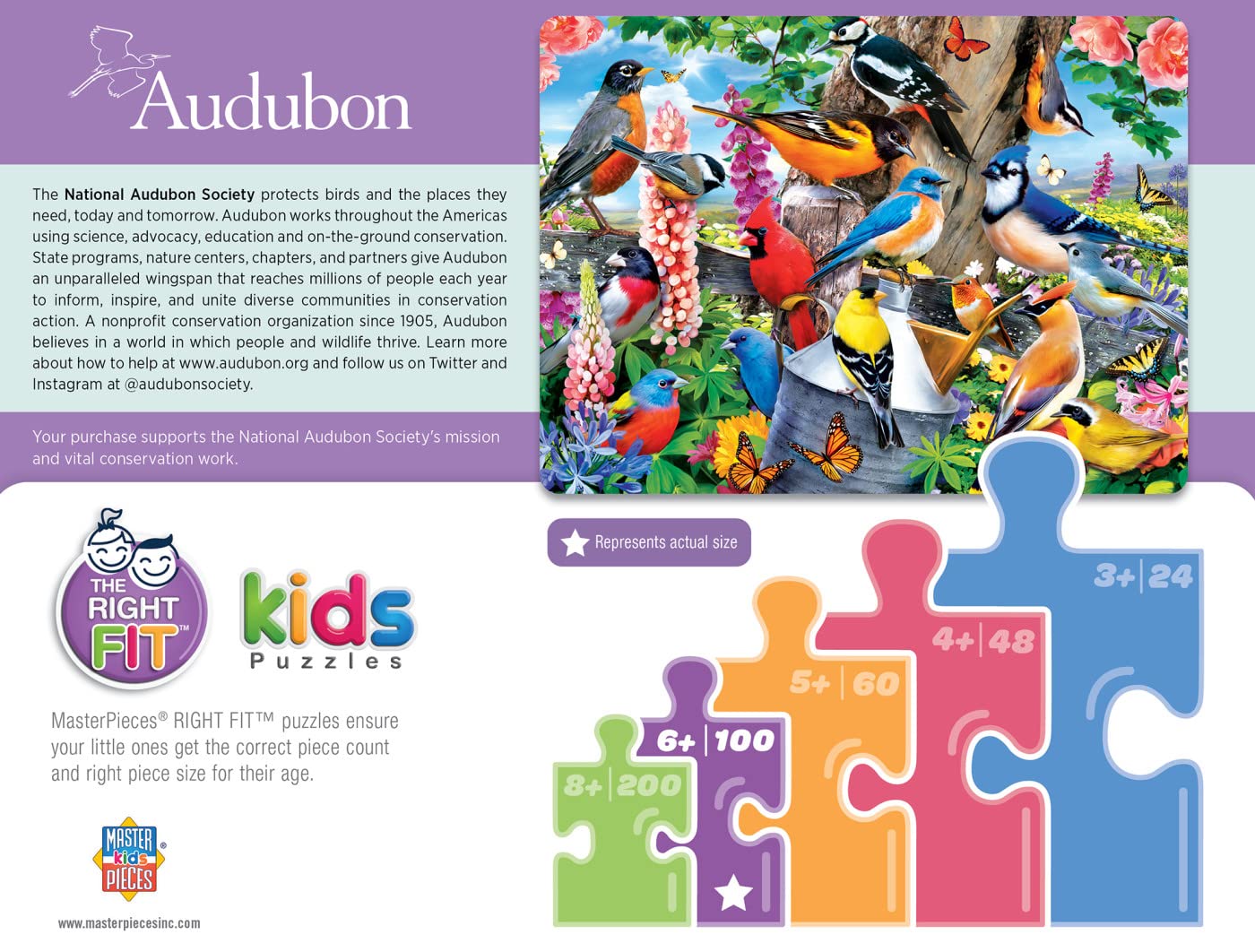 MasterPieces 100 Piece Jigsaw Puzzle for Kids – Audubon Spring Gathering 14x19