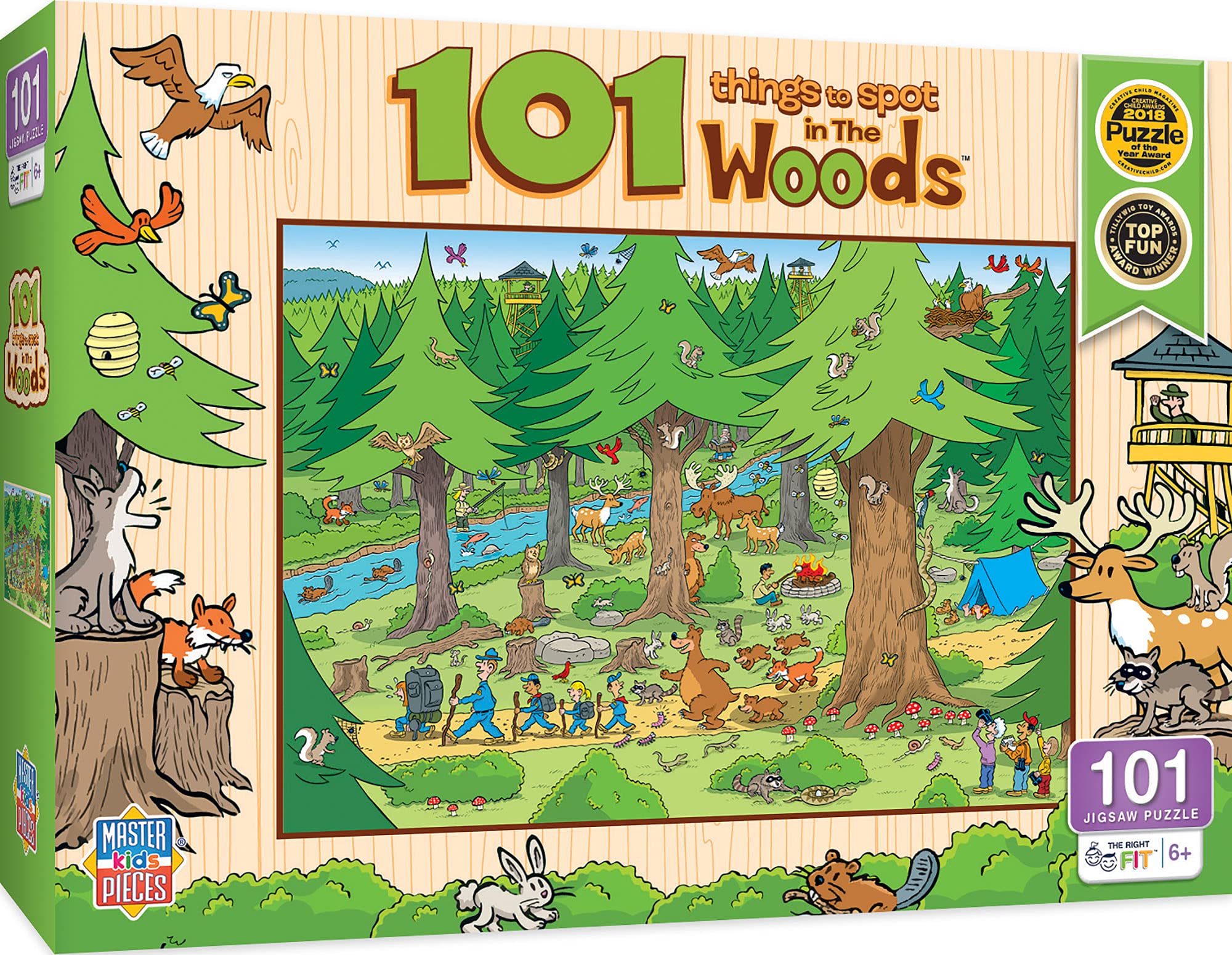 Masterpieces 100 Piece Nature Jigsaw Puzzle for Kids - 101 Things to Spot in the Woods (14x19 Inches)