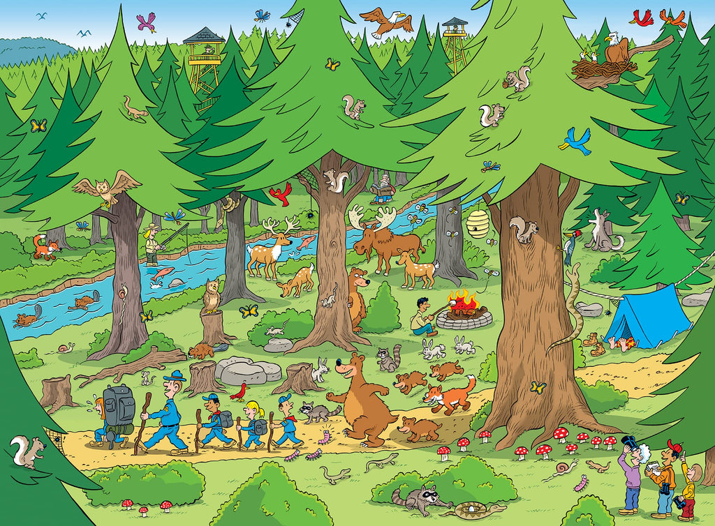 Masterpieces 100 Piece Nature Jigsaw Puzzle for Kids - 101 Things to Spot in the Woods (14x19 Inches)