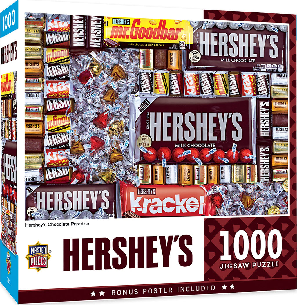 MasterPieces 1000 Piece Hershey's Chocolate Paradise Jigsaw Puzzle – 19.25x26.75 Inches, Matte Finish, Random Cut, Recycled Materials