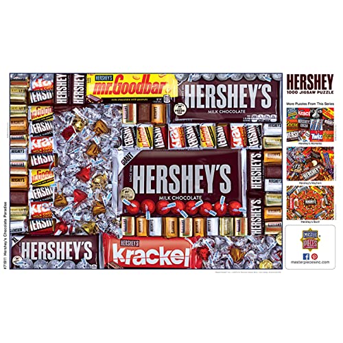 MasterPieces 1000 Piece Hershey's Chocolate Paradise Jigsaw Puzzle – 19.25x26.75 Inches, Matte Finish, Random Cut, Recycled Materials