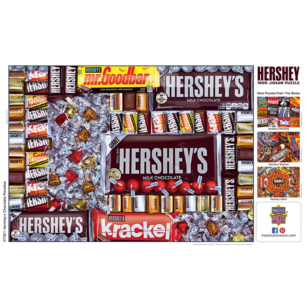 MasterPieces 1000 Piece Hershey's Chocolate Paradise Jigsaw Puzzle – 19.25x26.75 Inches, Matte Finish, Random Cut, Recycled Materials