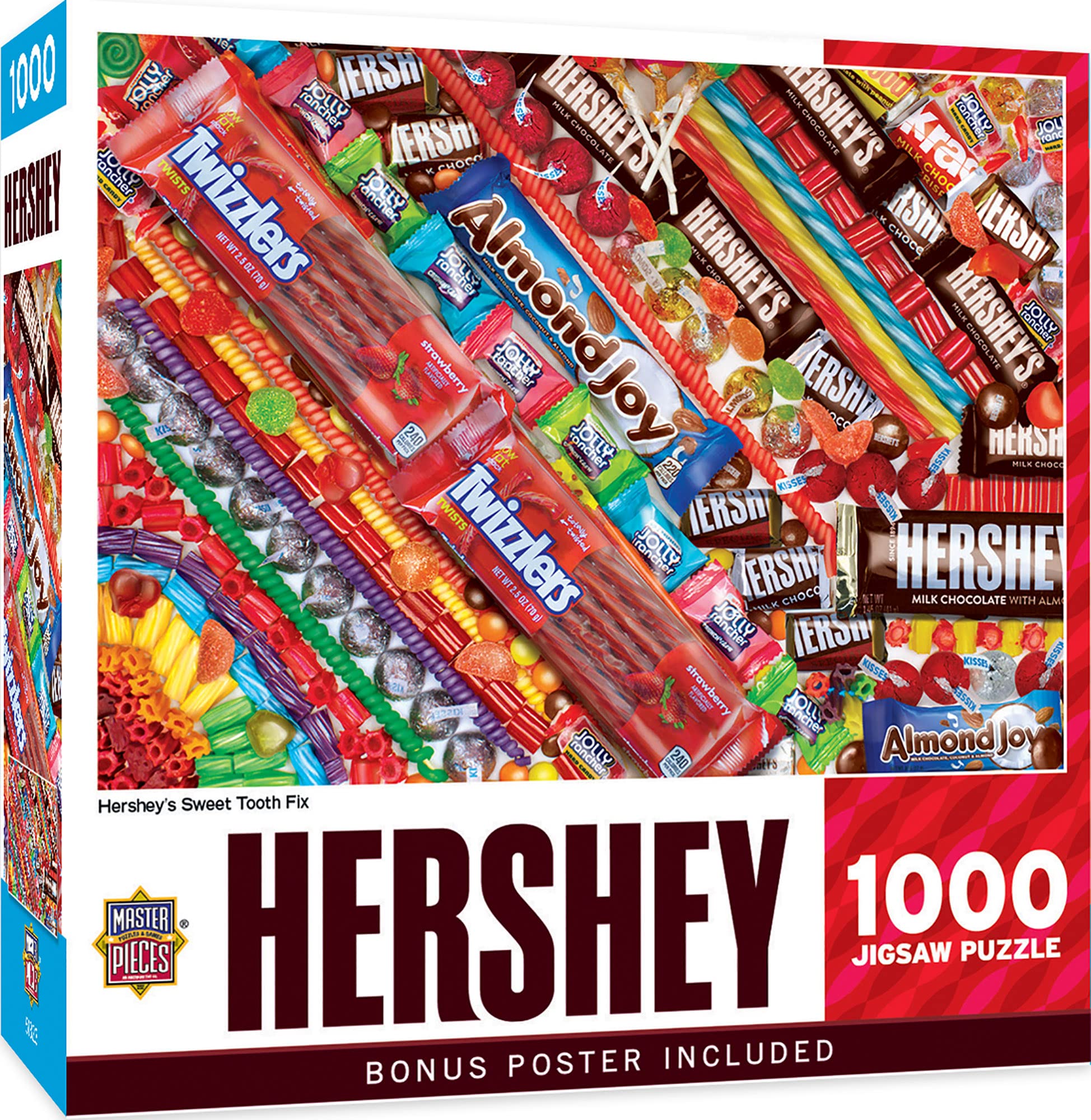 MasterPieces 1000 Piece Hershey's Sweet Tooth Fix Jigsaw Puzzle - 19.25x26.75, Random Cut, Matte Finish, Eco-Friendly, with Bonus Poster
