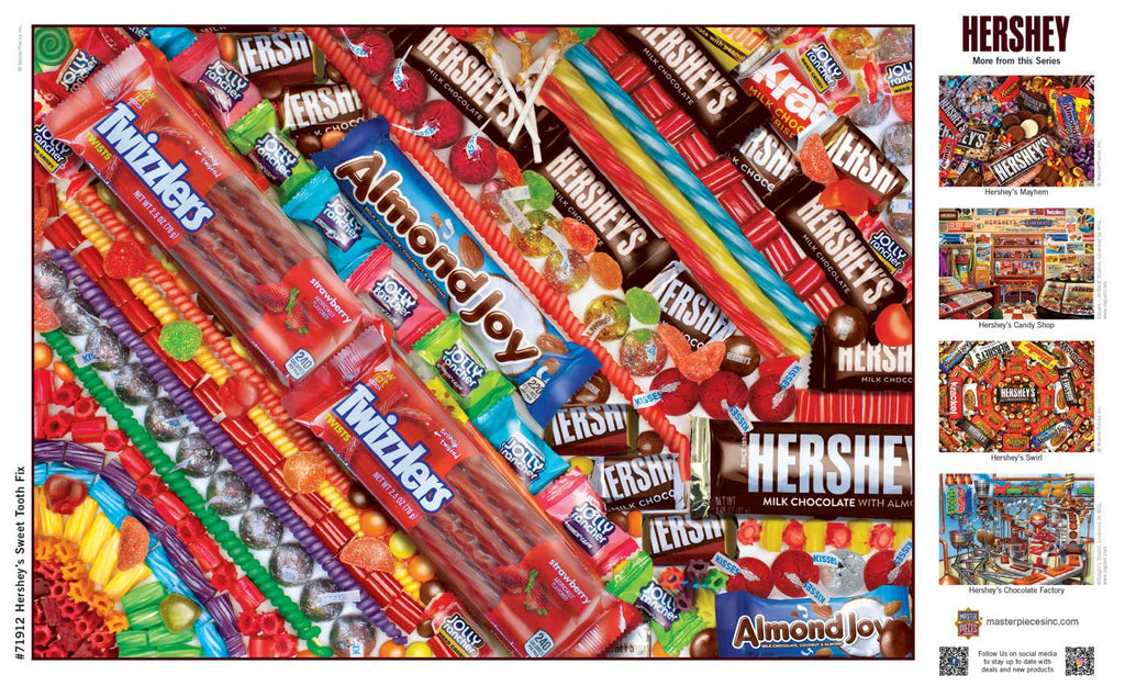 MasterPieces 1000 Piece Hershey's Sweet Tooth Fix Jigsaw Puzzle - 19.25x26.75, Random Cut, Matte Finish, Eco-Friendly, with Bonus Poster