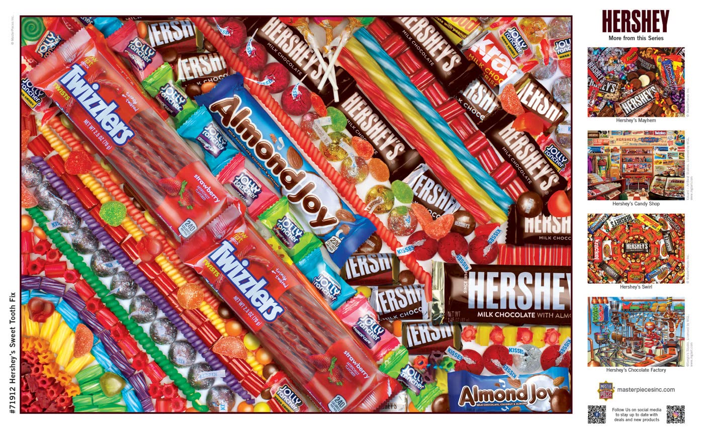 MasterPieces 1000 Piece Hershey's Sweet Tooth Fix Jigsaw Puzzle - 19.25x26.75, Random Cut, Matte Finish, Eco-Friendly, with Bonus Poster