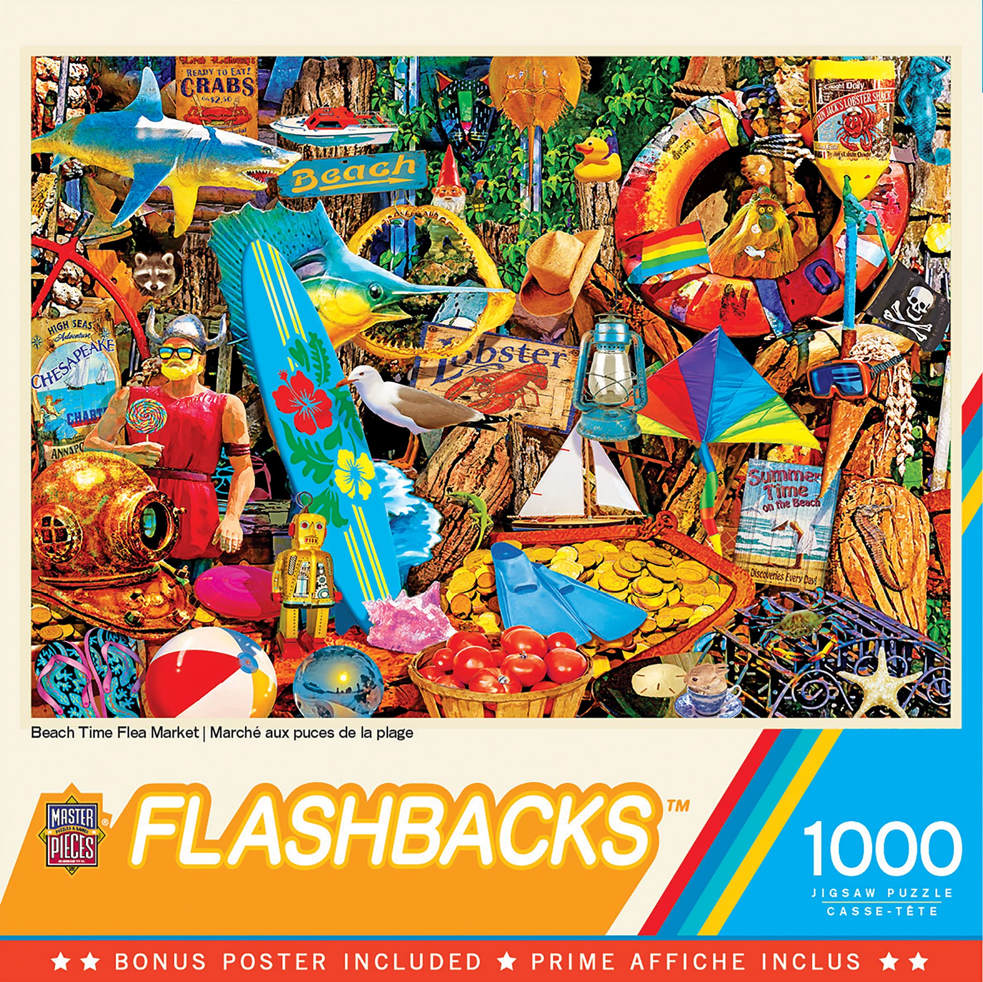 MasterPieces 1000-Piece Jigsaw Puzzle: Beach Time Flea Market – Nostalgic Design, Non-Glare Finish, 19.25 x 26.75 Inches