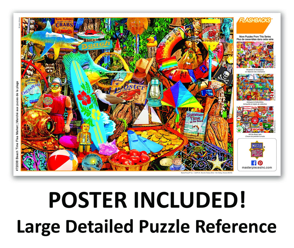 MasterPieces 1000-Piece Jigsaw Puzzle: Beach Time Flea Market – Nostalgic Design, Non-Glare Finish, 19.25 x 26.75 Inches