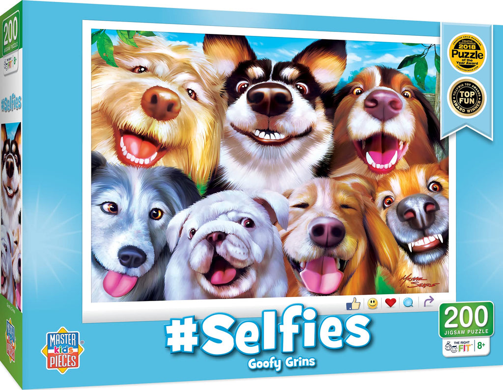 Masterpieces 200 Piece Jigsaw Puzzle for Kids – #Selfies Goofy Grins (14x19 inches)
