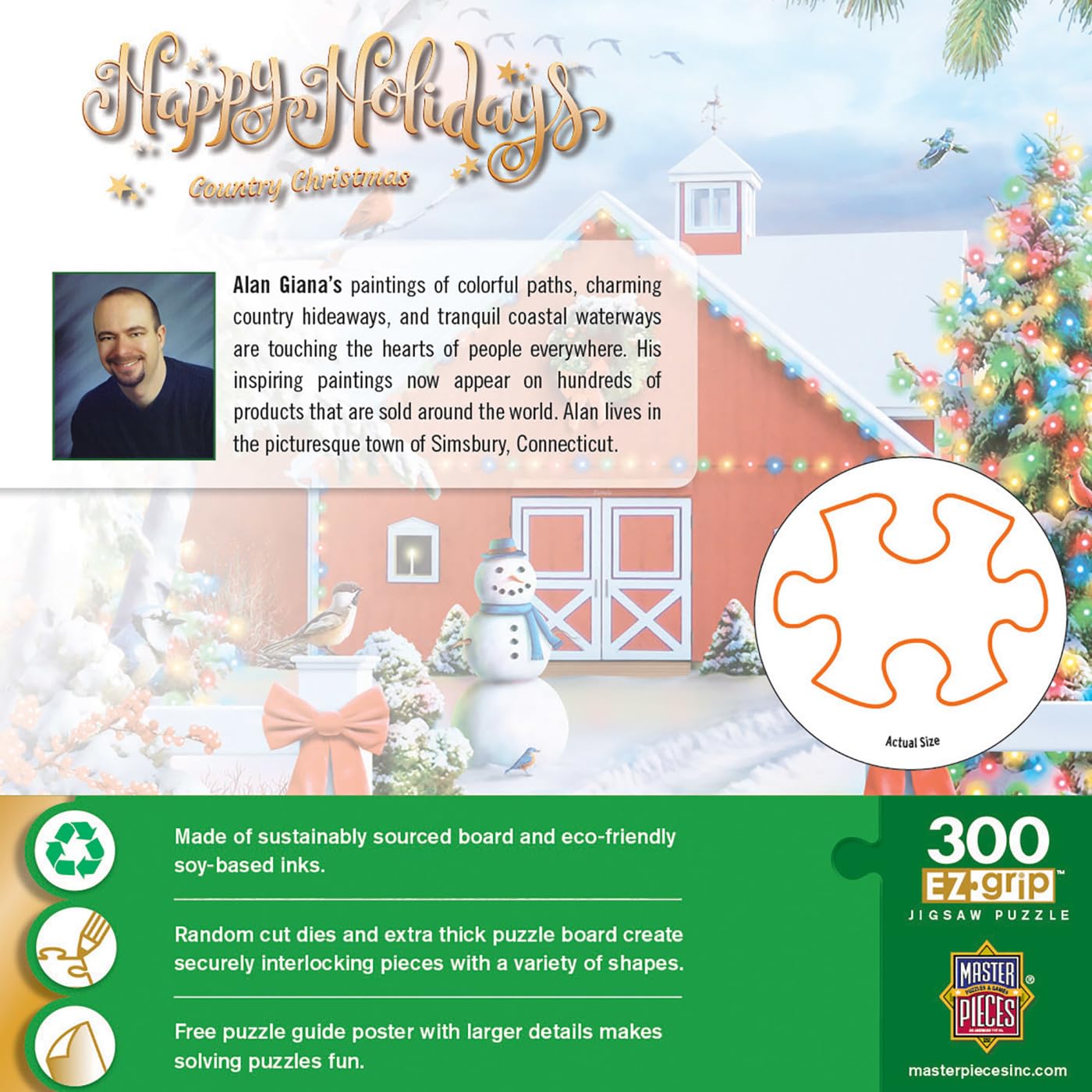 MasterPieces 300 Piece EZ Grip Jigsaw Puzzle - Country Christmas - 18x24