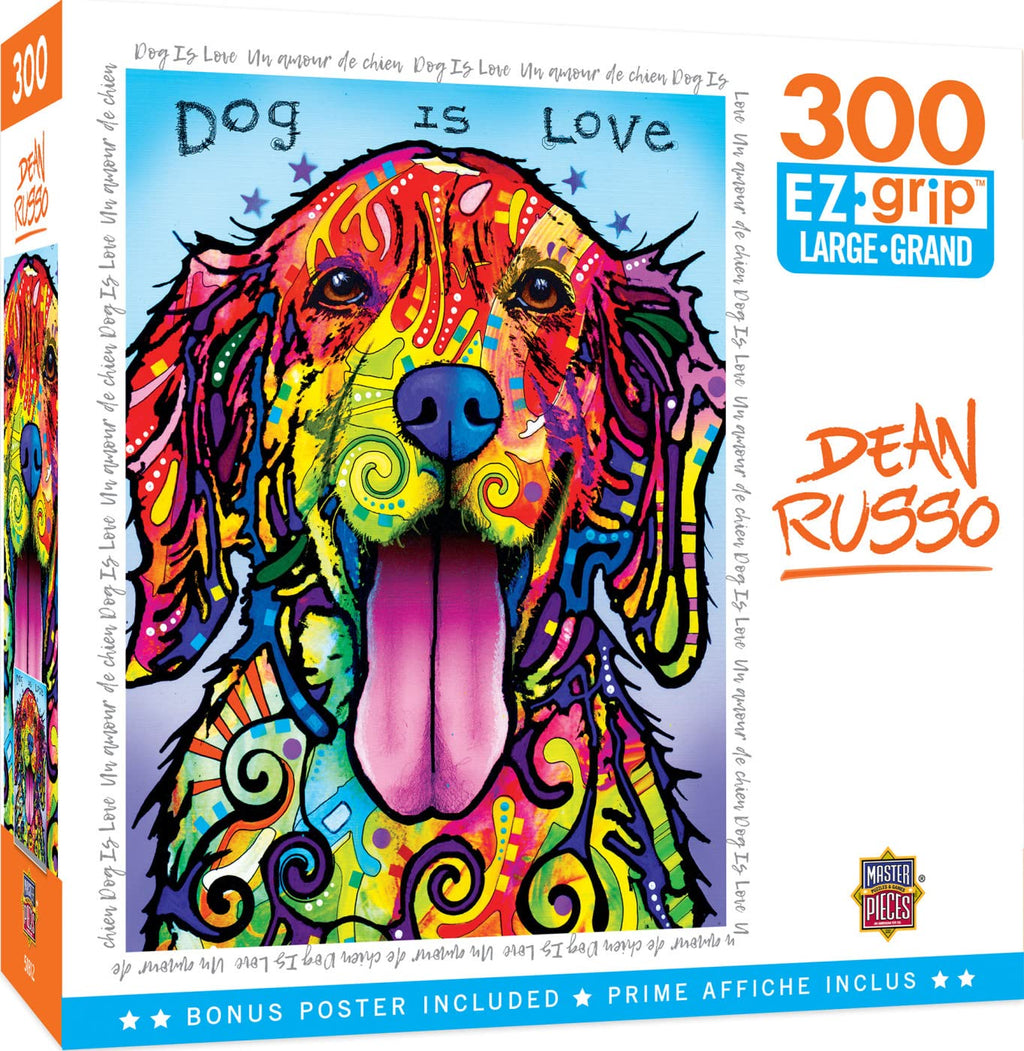 Masterpieces 300 Piece EZ Grip Jigsaw Puzzle - Dog is Love - 18x24 inches Large Piece Puzzle for Seniors and Kids