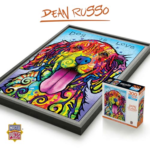 Masterpieces 300 Piece EZ Grip Jigsaw Puzzle - Dog is Love - 18x24 inches Large Piece Puzzle for Seniors and Kids