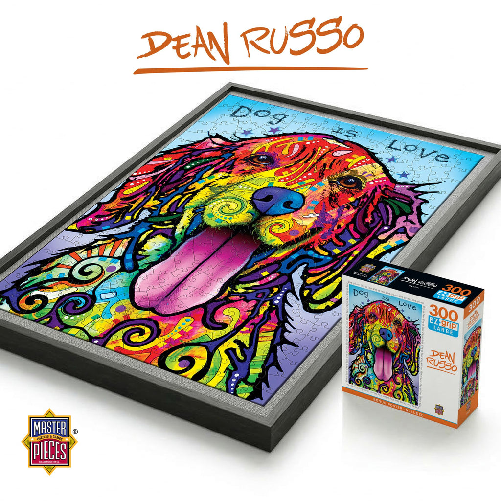 Masterpieces 300 Piece EZ Grip Jigsaw Puzzle - Dog is Love - 18x24 inches Large Piece Puzzle for Seniors and Kids