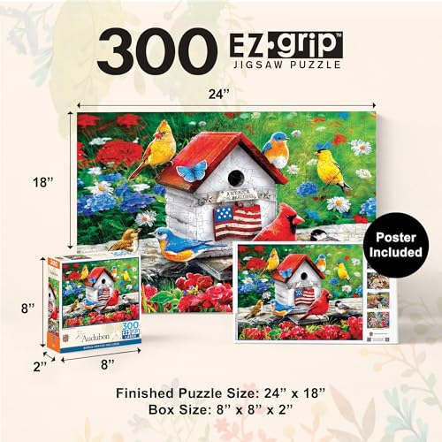 MasterPieces 300-Piece EZ Grip Jigsaw Puzzle – An American Birdhouse, 18"x24"