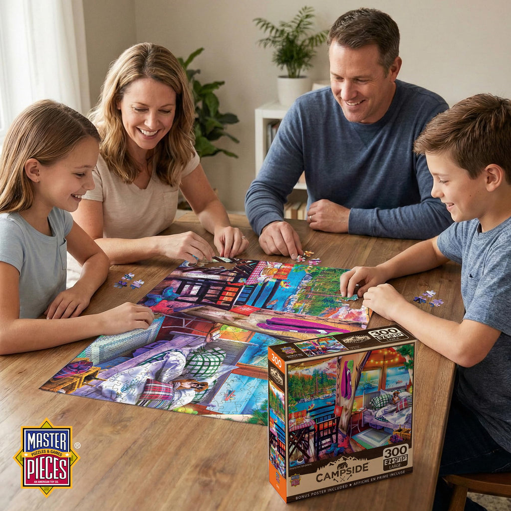 MasterPieces 300-Piece EZ Grip Jigsaw Puzzle – Glamping Style – 18x24 Inches – Oversized Pieces for Easy Handling