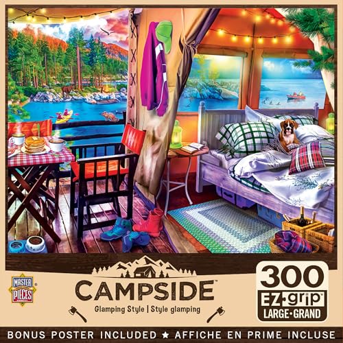 MasterPieces 300-Piece EZ Grip Jigsaw Puzzle – Glamping Style – 18x24 Inches – Oversized Pieces for Easy Handling