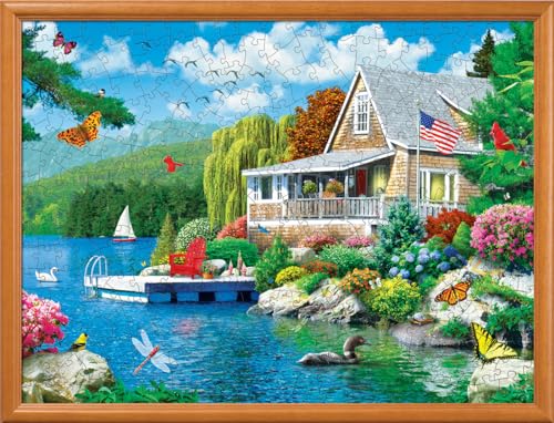 Masterpieces 300-Piece EZ Grip Jigsaw Puzzle: Lakeside Memories – Oversized Pieces for Easy Handling