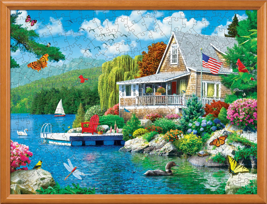 Masterpieces 300-Piece EZ Grip Jigsaw Puzzle: Lakeside Memories – Oversized Pieces for Easy Handling