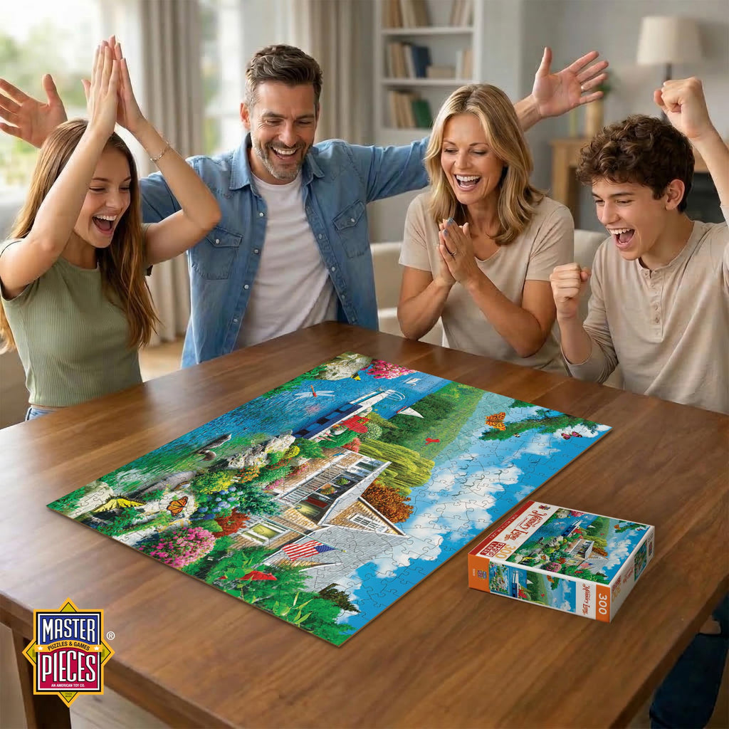 Masterpieces 300-Piece EZ Grip Jigsaw Puzzle: Lakeside Memories – Oversized Pieces for Easy Handling