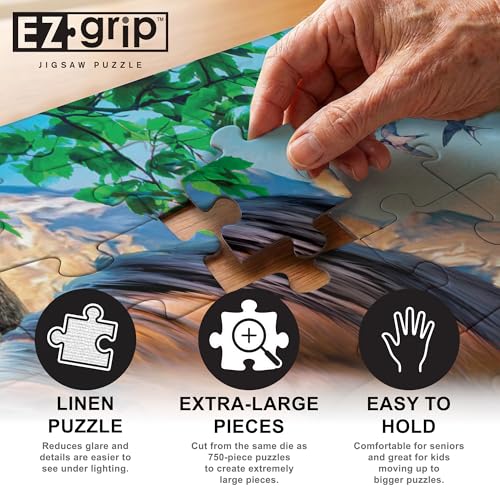 MasterPieces 300-Piece EZ Grip Jigsaw Puzzle – Large Pieces, Mountain Meadow Farm, Matte Finish
