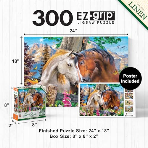 MasterPieces 300-Piece EZ Grip Jigsaw Puzzle – Large Pieces, Mountain Meadow Farm, Matte Finish